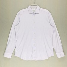 Emanuel Berg Button Up Shirt Mens L/XL 17" Modern Fit Jersey Stretch Dress