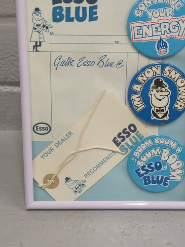 A5 Framed ESSO Blue 3 Badges Receipt & Tag Esso Boom Paraffin / Kerosene - Picture 3 of 13