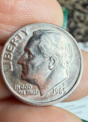 1985P  Roosevelt Dime with  Rim Cud & DDO error's (XF) see Pic's
