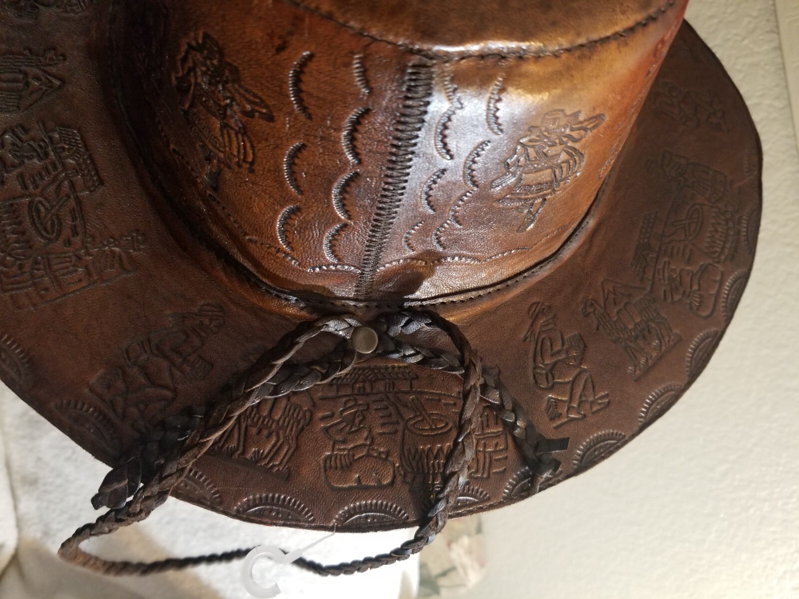 PERUVIAN LEATHER HAT - ONE SIZE - THROWBACK - TRA… - image 9