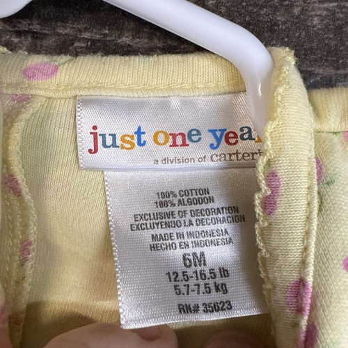 Vintage Just One Year Carter's Baby Girls Clothes SZ 6M Snap Tank Dress Outfit - Picture 6 of 13