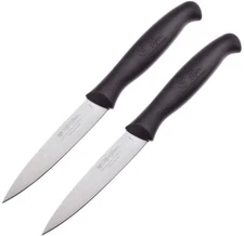 2 PACK Hen & Rooster Paring Kitchen Knife 3.5" 4116 Steel Blade Black ABS Handle