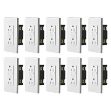 10PK 15AMP GFCI GFI Safety Outlet Receptacle w/ Wall Plate LED Indicator TR WR
