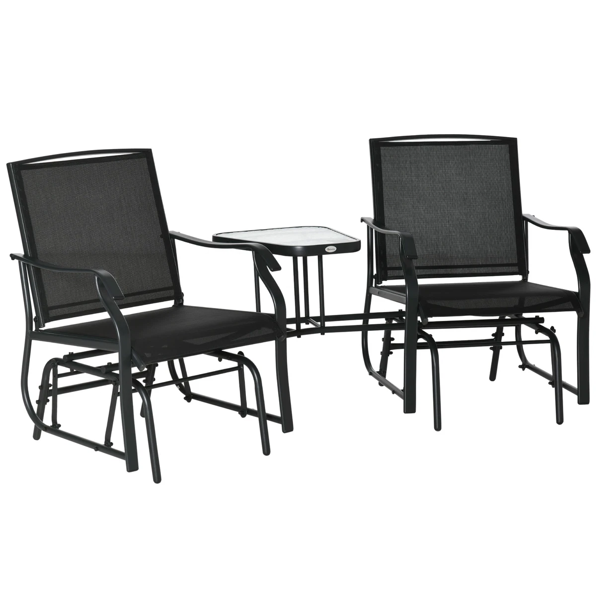 Outsunny Double Glider Companion Rocking Chairs Loveseat Garden