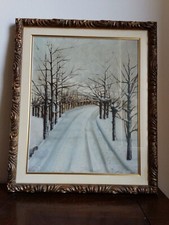 olio su tela pittore anni 50 piemontese 40x50 completa di cornice inverno