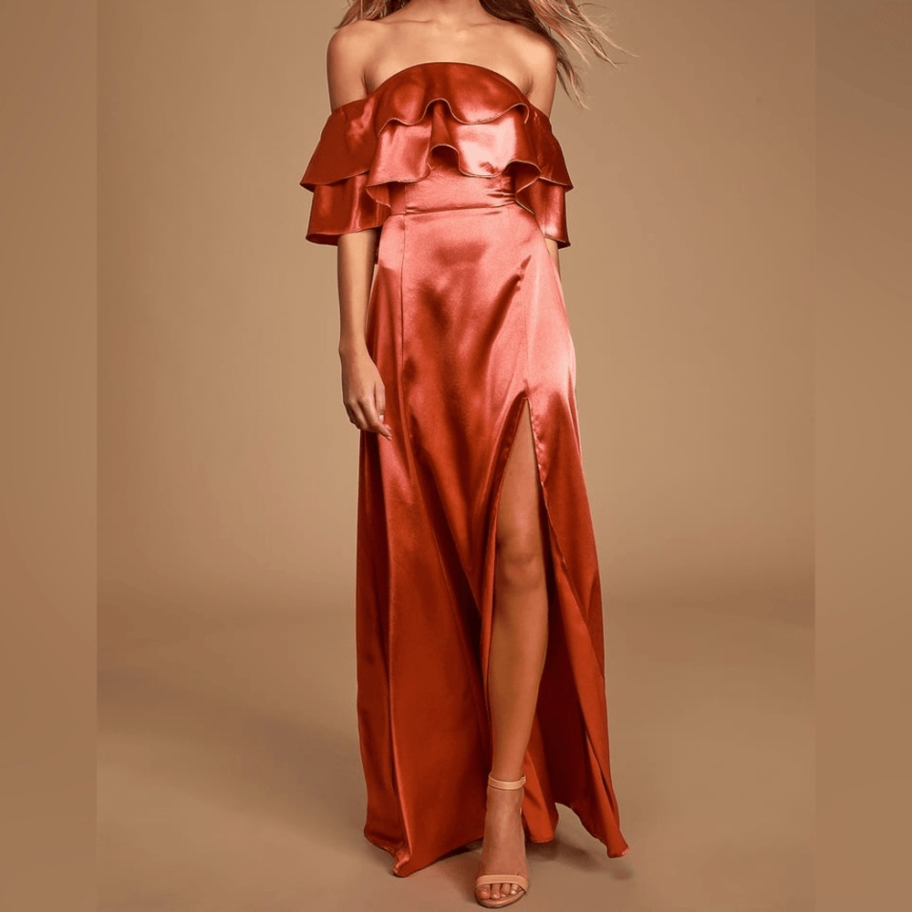 strapless open back dress Think About It Rust Orange Midi Dress – Shop the Mint main image 0