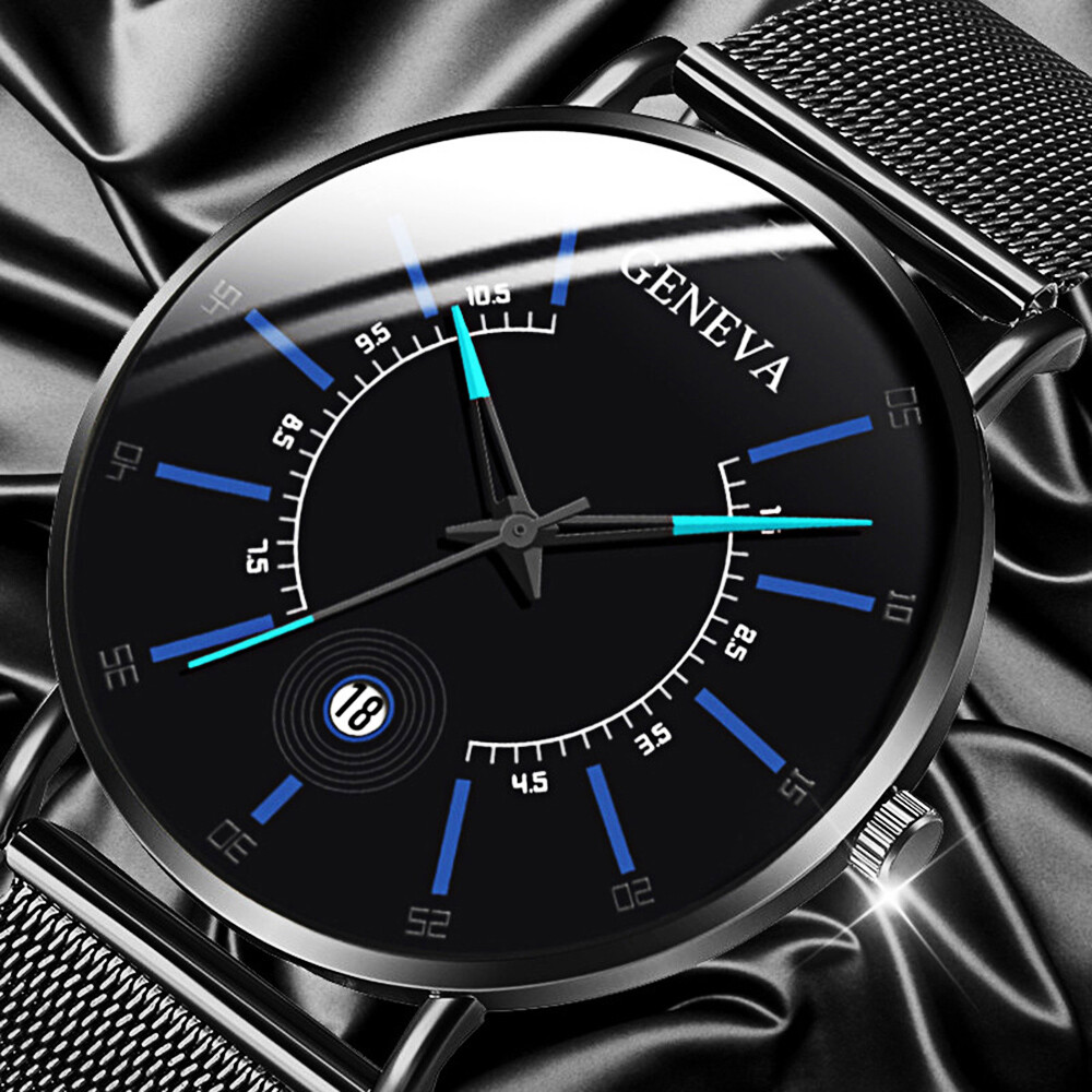GENEVA Fashion Stainless Steel Watch Mens Casual Calendar  display picture 2