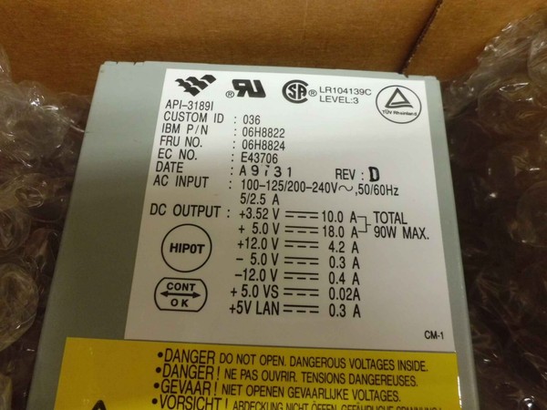 FUENTE DE ALIMENTACIÓN IBM 06H8822 06H8824 API-3189I NUEVA EN CAJA DE FÁBRICA, SE PROBARÁ COMO ENVÍO