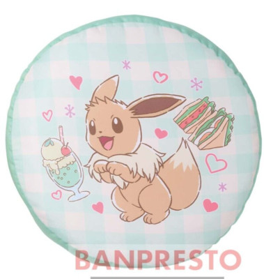 Pokemon Reversible Cushion Cafe Art Eevee Japan Limited Anime NEW