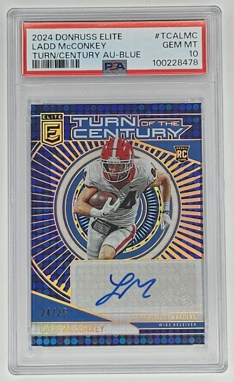 Ladd McConkey Panini Donruss Elite Turn of the Century Autographs #TCALMC Blue