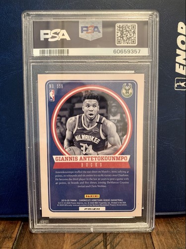 Giannis Antetokounmpo 2019 Chronicles Silver Hometown Heroes PSA 9 MINT #559 - Afbeelding 5 van 6