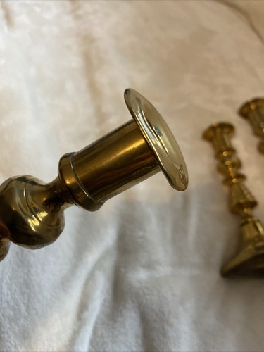 2 PAIRS Brass Candlesticks Candle Stick Holders 8.5” & 6.5” Rod ejectors Bells - Picture 17 of 24
