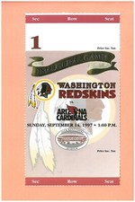 1st NFL game Jack Kent Cooke stadium 1997 ticket Washington Redskins v Cardinals