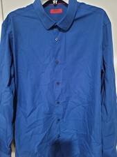 Alfani Fitted Dress Shirt Blue Striped Lightweight Men's Size XL Long Sleeve