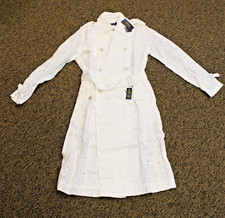 $698 Polo Ralph Lauren 100% Linen Cotton Eyelet Lightweight Coat White Size 4