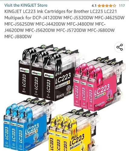 X2 Magenta X2 Yellow Ink Cartridge For Brother Printer Lc223y - Picture 2 of 2