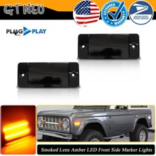 2x Smoke Amber Led Front Side Marker Lights For 1970-1972 Ford F-100 F-250 F-350