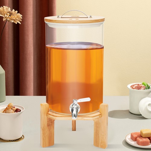 2 Gallons Glass Drink Beverage Dispenser with Spigot, Lemonade Dispenser Jar