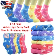 3-10 Pairs Cozy Fuzzy Super Soft Winter Marijuana Leaf Slipper Socks 9-11  
