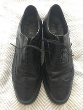 Black Wingtip Oxfords Executive Imperials Goodyear Heels Leather Soles Shoe 7.5D