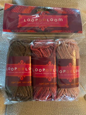 Loop De Loom 3 Pack Acrylic Yarn 105 YD Pink Blush Grey PACK-C1 SEALED NEW