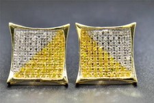 Yellow Diamond Studs 10K Yellow Gold 0.50 CT Pave Pointed Kite Shaped Earrings