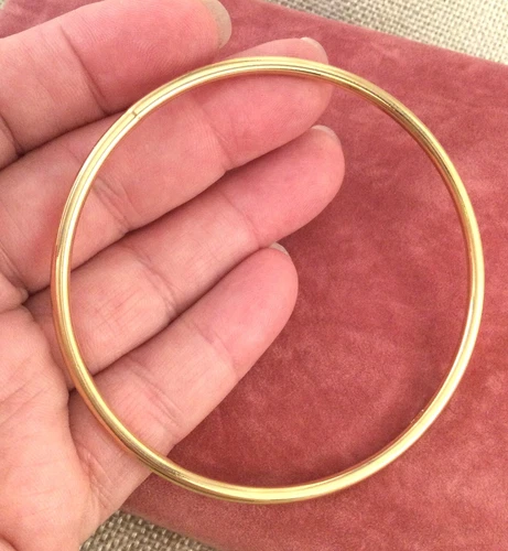 Vintage Jewellery Gold Golf Bangle Antique Deco Jewelry slim line 18.5 cm