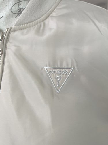 New GUESS Satin Bomber Jacket Beige size S - Picture 2 of 4