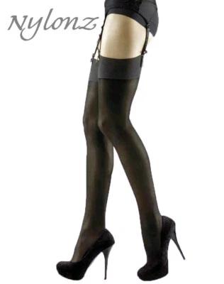 3 pairs Nylonz OPAQUE BLACK Stockings - S, M, L