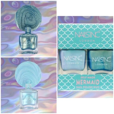 Nails Inc London Self Made Mermaid Nail Polish Duo, Brand New, RRP £15