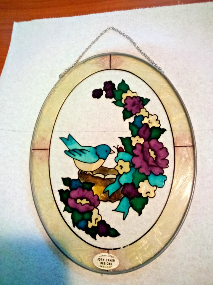 Vintage: Joan Baker Hand Painted Stained Glass Suncatcher. Lot of 2 Foto 4 de 4