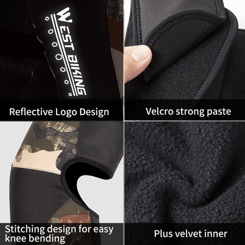 WEST BIKING Winter Leg Warmers Windproof Motorcycle Cycling Knee Pad Protector - Picture 14 of 31