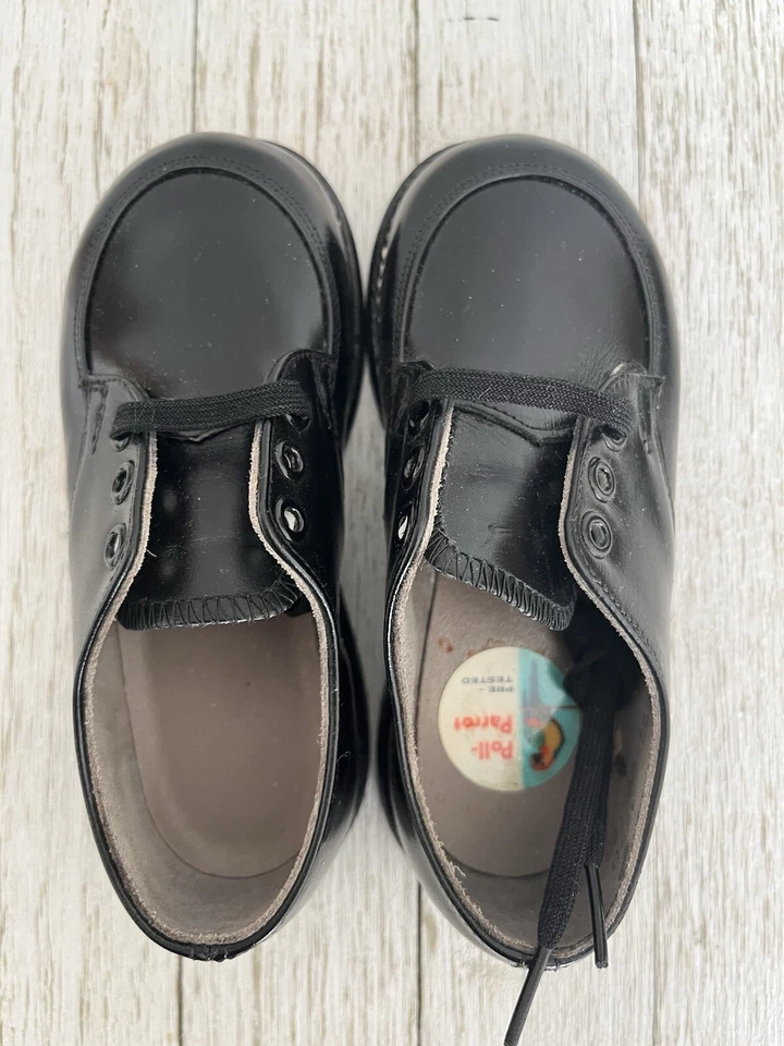Zapatos Oxford de cuero negro vintage para niños - niño pequeño talla 6 años 50-60 nuevos de Lote Antiguo Foto 4 de 4
