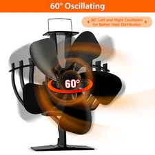 Heat Powered Wood Stove Fan for Buddy Mr Heater 60° Rotating Eco Fireplace Fan