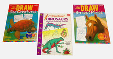 3 Walter Foster Animals I Can Draw Books Dinosaurs Horses Sea Creatures PB Child
