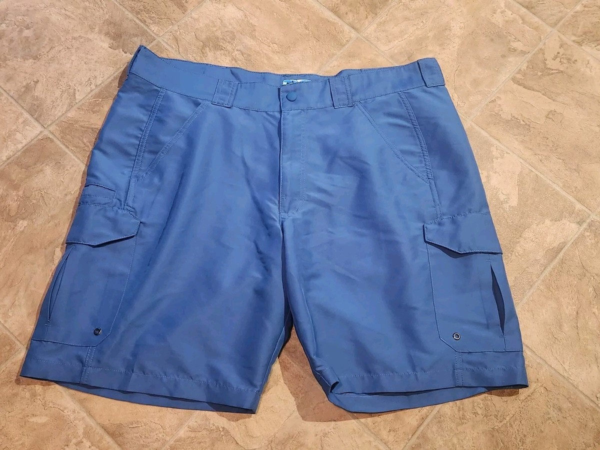 Men's World Wide Sportsman Blue Fishing Cargo Shorts Size 42