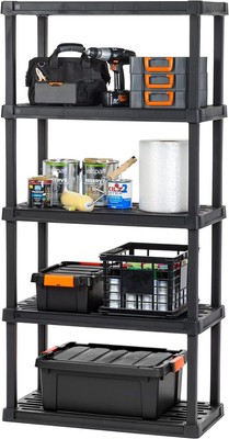 M...  73'' Tall - 100lbs per Shelf USA 5-Tier Heavy Duty Plastic Shelving Unit