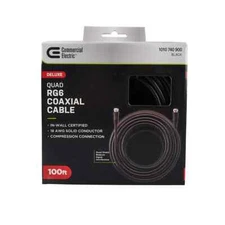 Commercial Electric 100 ft. Black 18-Gauge RG6 Quad Coaxial Cable