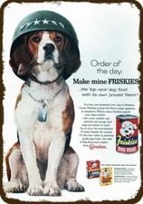 1960 BEAGLE Dog General & FRISKIES Vintage-Look DECORATIVE REPLICA METAL SIGN