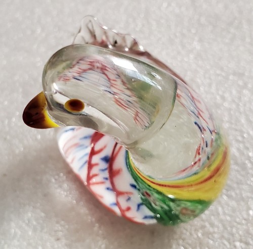 Vintage Miniature Art Glass Duck Figurine with Free Cat - Picture 3 of 10