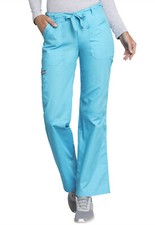 Turquoise Cherokee Scrubs Workwear Low Rise Drawstring Cargo Pant 4020 TRQW