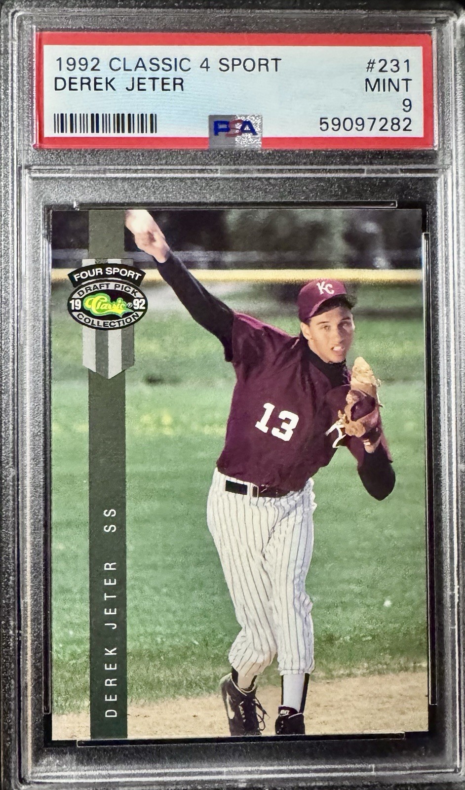 1992 Classic 4 Four Sport #231 Derek Jeter RC Yankees HOF Rookie PSA 9 MINT