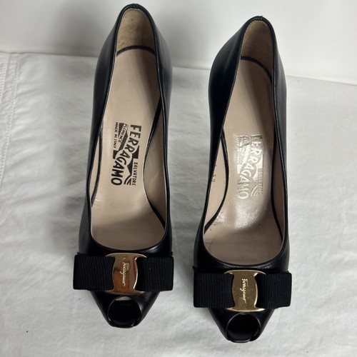Salvatore Ferragamo Bow Open Toe Pumps Sz 6 - Bild 2 von 14