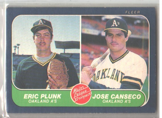🔥⚾ 1986 Fleer Eric Plunk/Jose Canseco RC Oakland Athletics #649