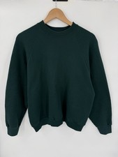 Vintage 80s Raglan Crewneck Sweatshirt Blank Forrest Green Adult Large USA Made