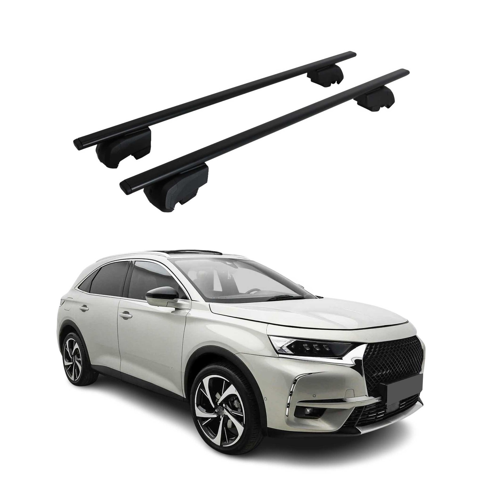 Barres de toit haut de gamme pour DS 7 Crossback, design élégant en fer noir renforcé