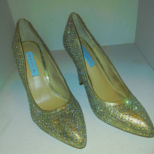 Blue by Betsey Johnson "SB-Shine" Champagne Rhinestone Pumps
