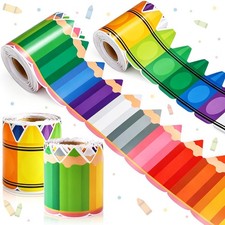 65ft Back to School Bulletin Board Border Decorations, 2 Rolls of Rainbow Pen...
