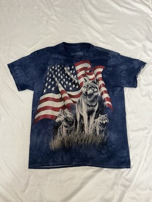 Y2K 3DTEES The Mountain USA Wolf Graphic T-Shirt Size Medium