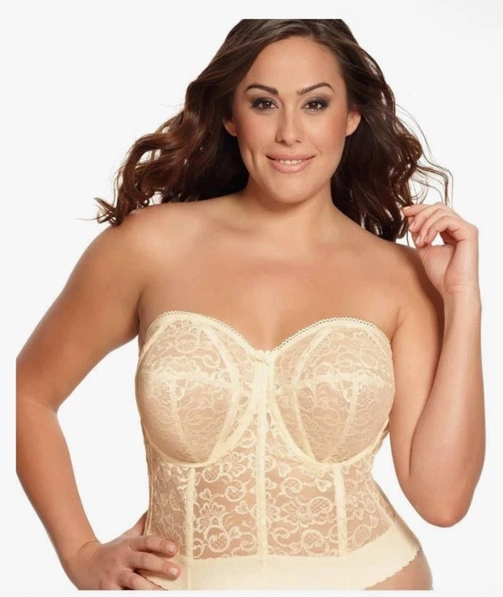 NEW Goddess Lace Longline 36C Ivory Convertible Strapless 0689 Bra Sexy Bustier - Image 2 of 4
